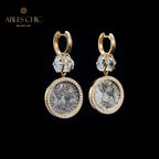 Diamant-Halo-Medaillon-Ohrringe