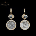 Diamant-Halo-Medaillon-Ohrringe