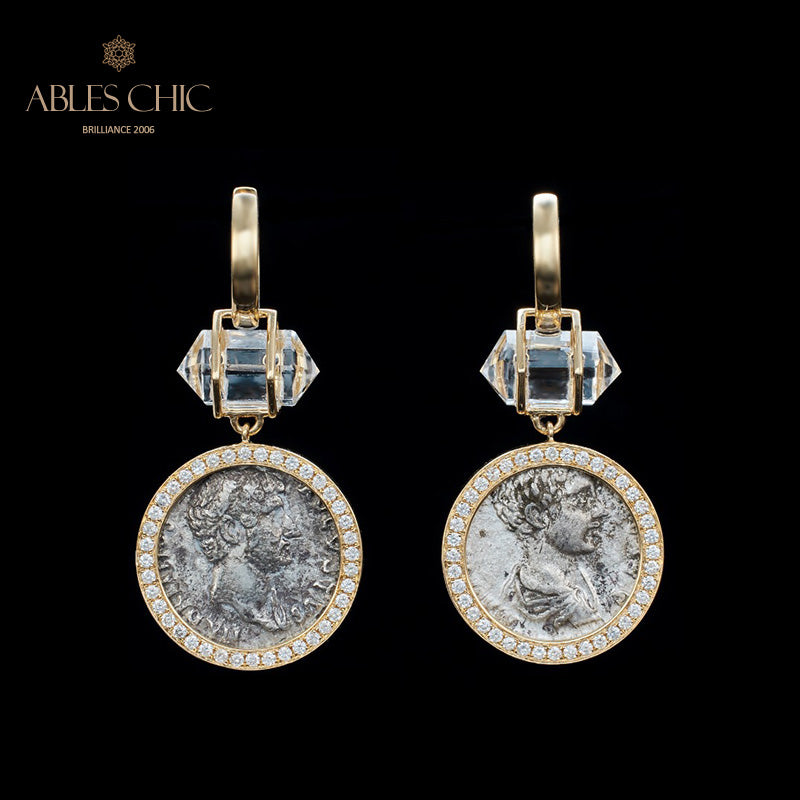 Diamant-Halo-Medaillon-Ohrringe
