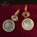 Diamant-Halo-Medaillon-Ohrringe
