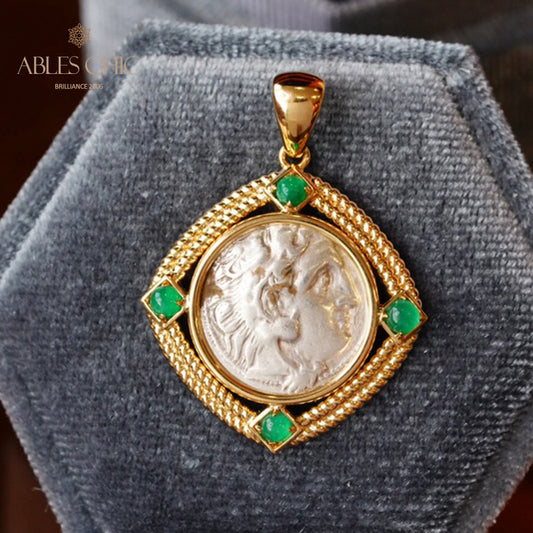 Nur byzantinischer Herkules-Smaragd-Medaillon-Anhänger