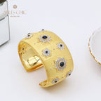 Breites Armband mit Edelsteinblumen 5457