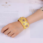 Breites Armband mit Edelsteinblumen 5457