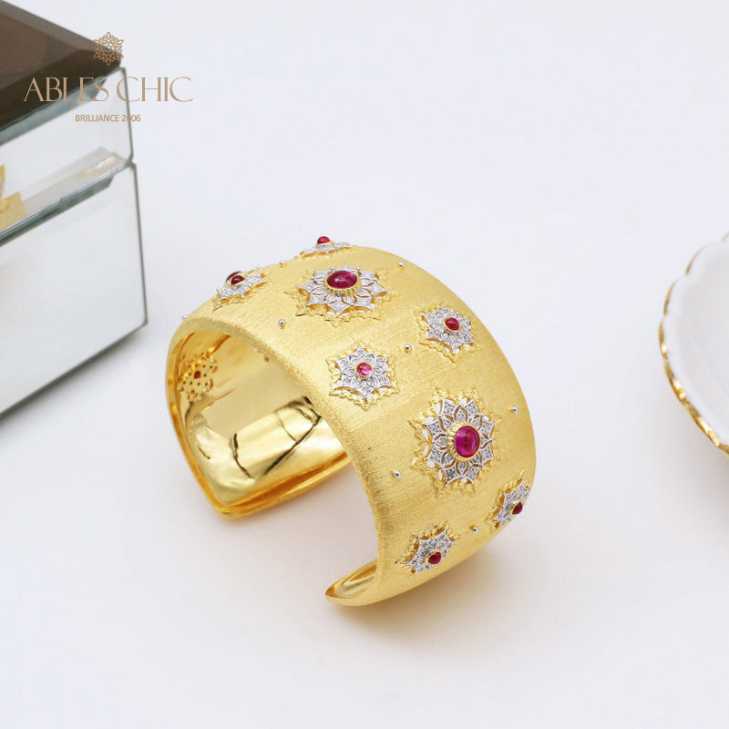 Breites Armband mit Edelsteinblumen 5457