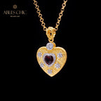 Stoffmuster Herz Charm Halskette 5849
