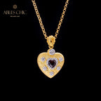 Stoffmuster Herz Charm Halskette 5849