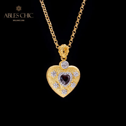 Stoffmuster Herz Charm Halskette 5849