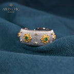 Offener Ring mit Sternenblumen-Motiv, seidig, 6374