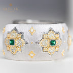 Dichtes Laubsägen-Smaragd-Blumenarmband 5232