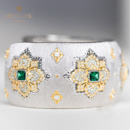 Dichtes Laubsägen-Smaragd-Blumenarmband 5232