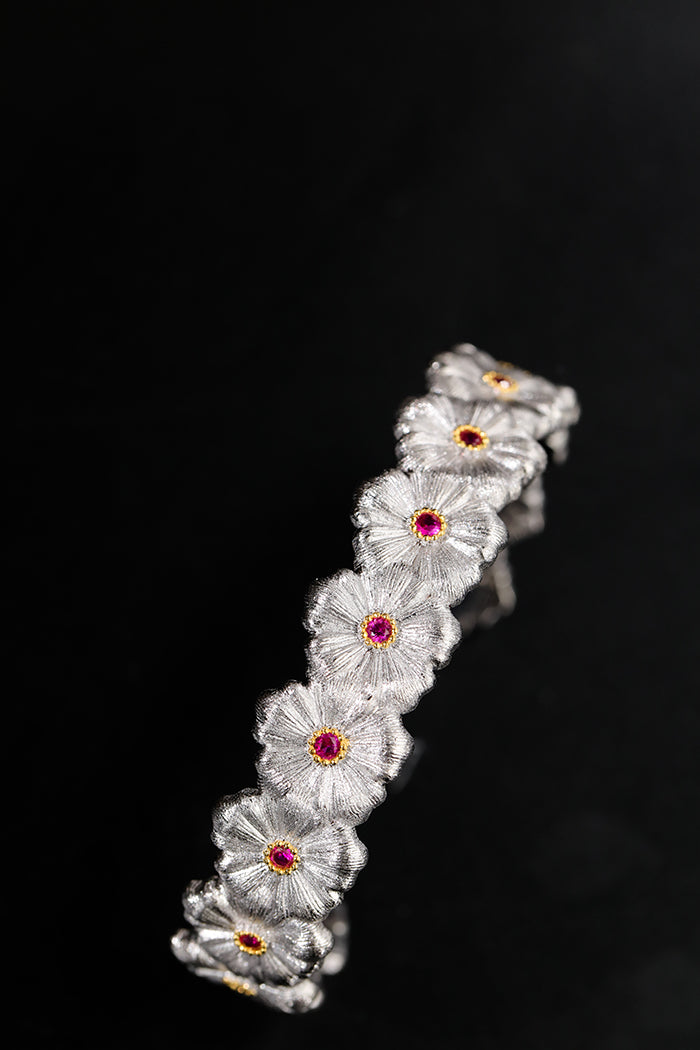 Rubin-Gänseblümchen-Blumenarmband 6137