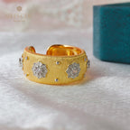 Offener Ring mit Sternenblumen-Motiv, seidig, 6374