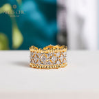 Offener Ring mit Waben-Laubsägearbeit 5857