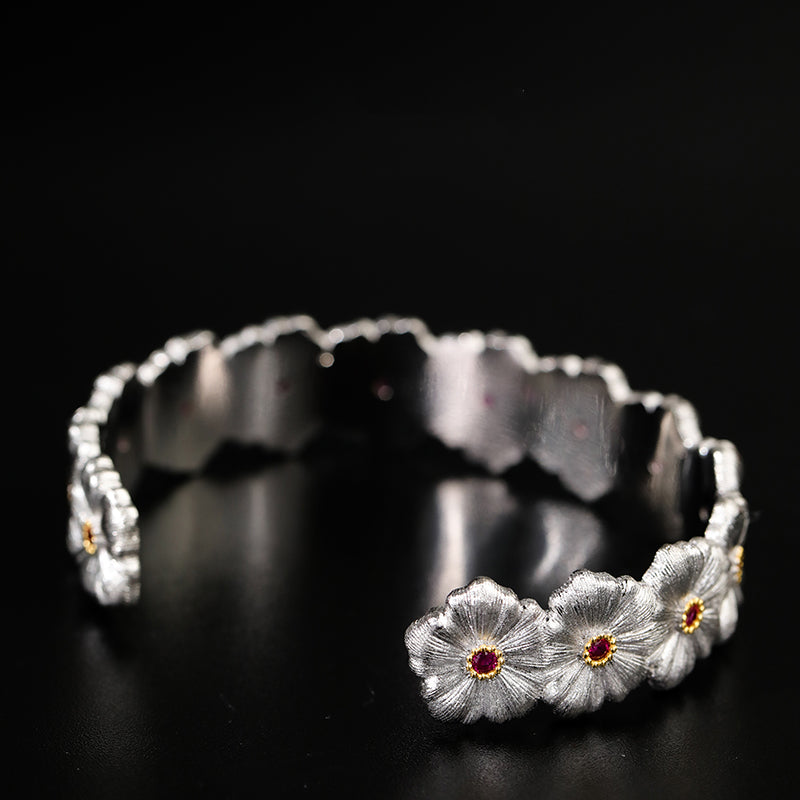 Rubin-Gänseblümchen-Blumenarmband 6137