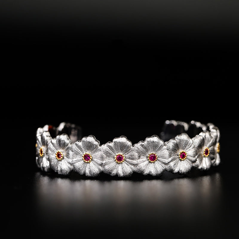 Rubin-Gänseblümchen-Blumenarmband 6137