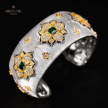 Dichtes Laubsägen-Smaragd-Blumenarmband 5232