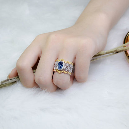 Saphir-Spitzen-Blumenring 5032