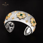 Dichtes Laubsägen-Smaragd-Blumenarmband 5232