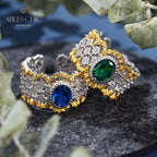 Saphir-Spitzen-Blumenring 6070