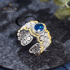 Saphir-Spitzen-Blumenring 6070