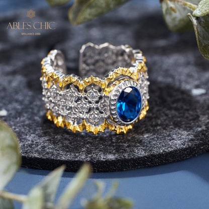 Saphir-Spitzen-Blumenring 6070