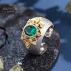 Smaragdblumen-Seidenring 6067
