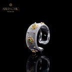 Offener Ring mit Sternenblumen-Motiv, seidig, 6374