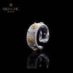 Offener Ring mit Sternenblumen-Motiv, seidig, 6374