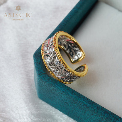 Offener Ring mit Rosenknospen-Blumenmotiv 5992
