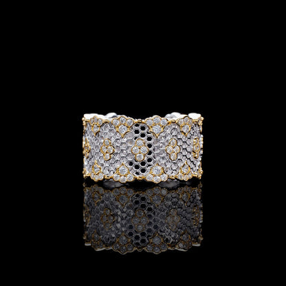 Offener Ring mit Spitzenwabenmuster und Blumenmuster 6029