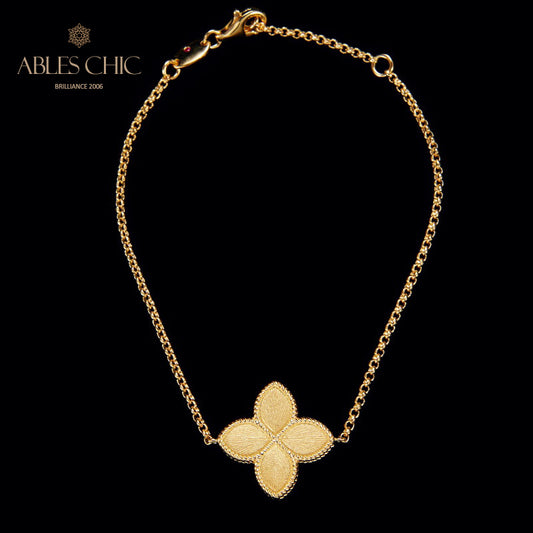 Seidiges Kleeblatt-Blumenarmband 6128