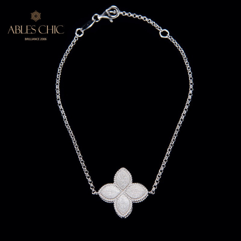 Seidiges Kleeblatt-Blumenarmband 6128