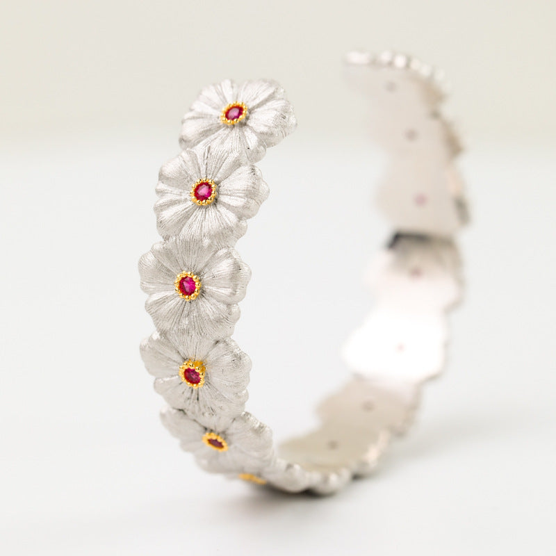 Rubin-Gänseblümchen-Blumenarmband 6137