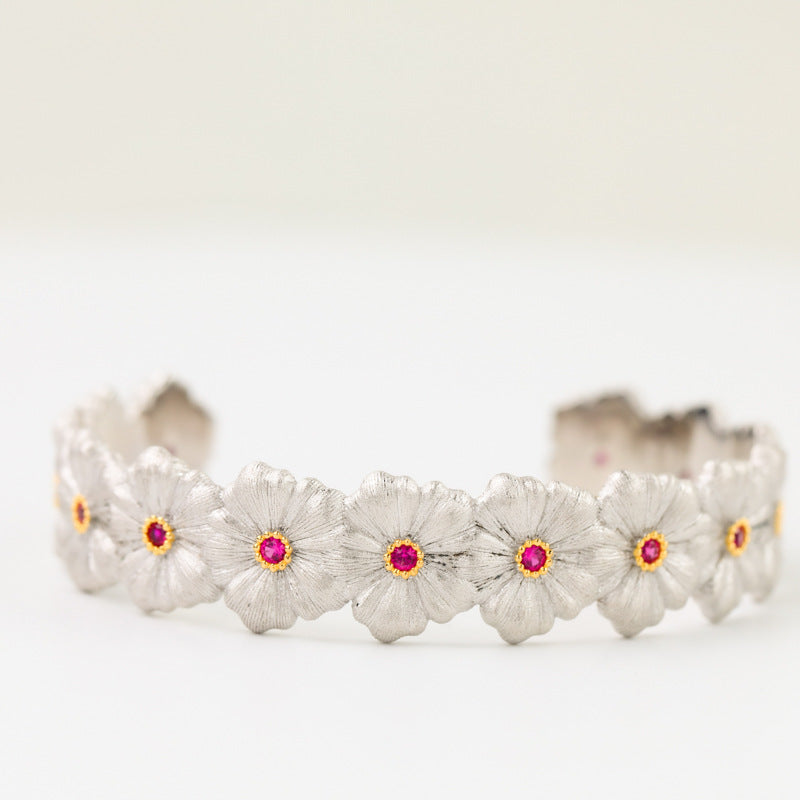 Rubin-Gänseblümchen-Blumenarmband 6137