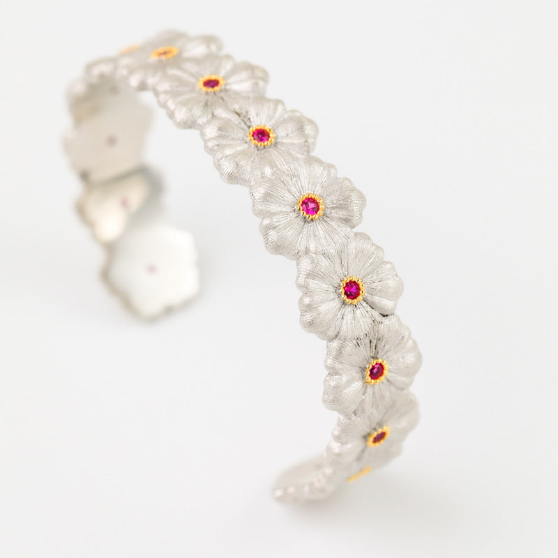 Rubin-Gänseblümchen-Blumenarmband 6137