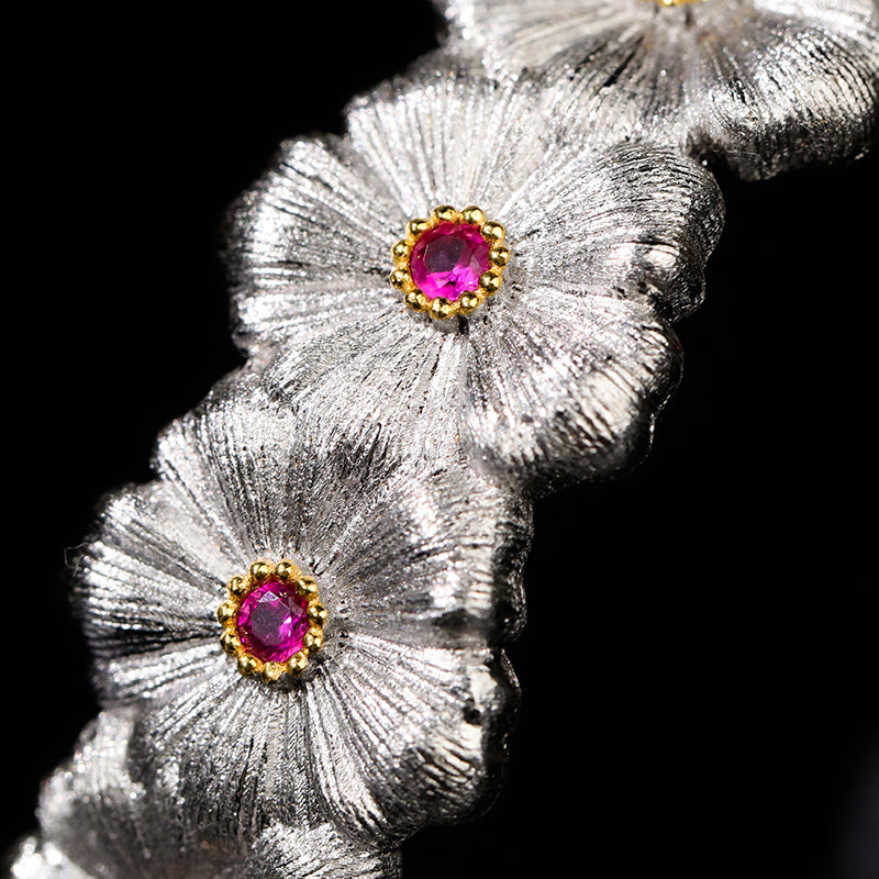 Rubin-Gänseblümchen-Blumenarmband 6137