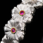Rubin-Gänseblümchen-Blumenarmband 6137