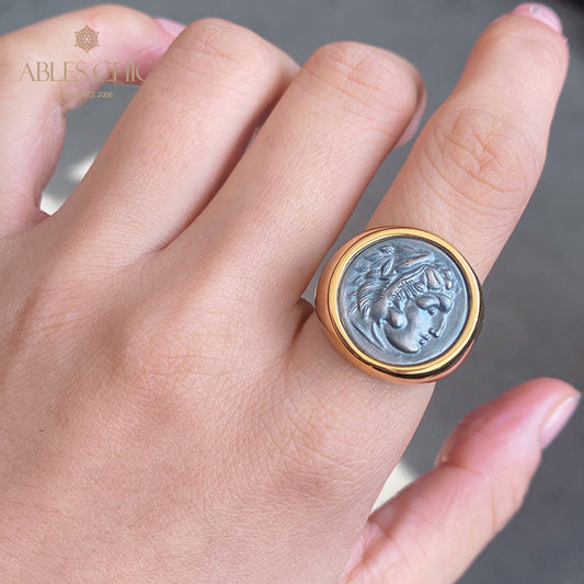 Offener Ring mit griechischer Zeus-Münze 6021