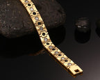 Gold Tungsten Carbide Square Links Tennis Bracelet With Magnetic Beads Therapy Wholesale Plated 11mm - Ables Mall
