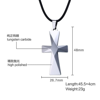 White Tungsten Cross Pendant Lord's Prayer Necklace For Men Women Wholesale - Ables Mall