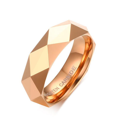 High Polished Tungsten Faceted Engagement Ring Diamond Cut Band Wholesale 6mm - Ables Mall