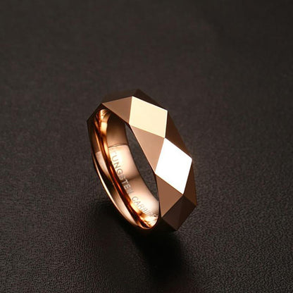High Polished Tungsten Faceted Engagement Ring Diamond Cut Band Wholesale 6mm - Ables Mall