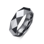 High Polished Tungsten Faceted Engagement Ring Diamond Cut Band Wholesale 6mm - Ables Mall