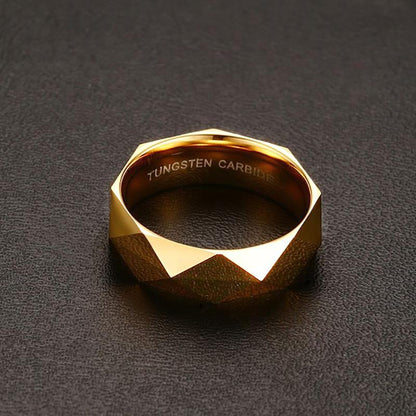 High Polished Tungsten Faceted Engagement Ring Diamond Cut Band Wholesale 6mm - Ables Mall