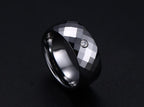 White Tungsten Engagement Band Small Facets Solitaire Stone Ring Wholesale 8mm - Ables Mall