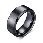 Gold Tungsten Engagement Ring Brushed Flat Black Wedding Band Plated Wholesale 8mm - Ables Mall