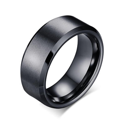 Gold Tungsten Engagement Ring Brushed Flat Black Wedding Band Plated Wholesale 8mm - Ables Mall