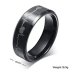 Black Tungsten Engagement Band Heart Beat Wedding Ring Wholesale 8mm - Ables Mall
