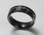 Black Tungsten Engagement Band Heart Beat Wedding Ring Wholesale 8mm - Ables Mall