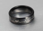 Black Tungsten Engagement Band Heart Beat Wedding Ring Wholesale 8mm - Ables Mall